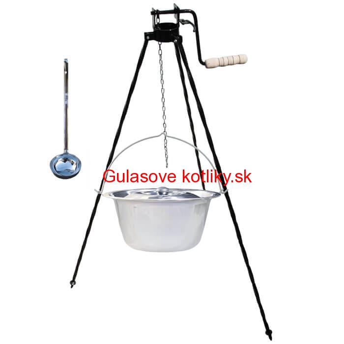 Antikorový kotlík 10 L + pokrievka + stojan s kladkou VAR