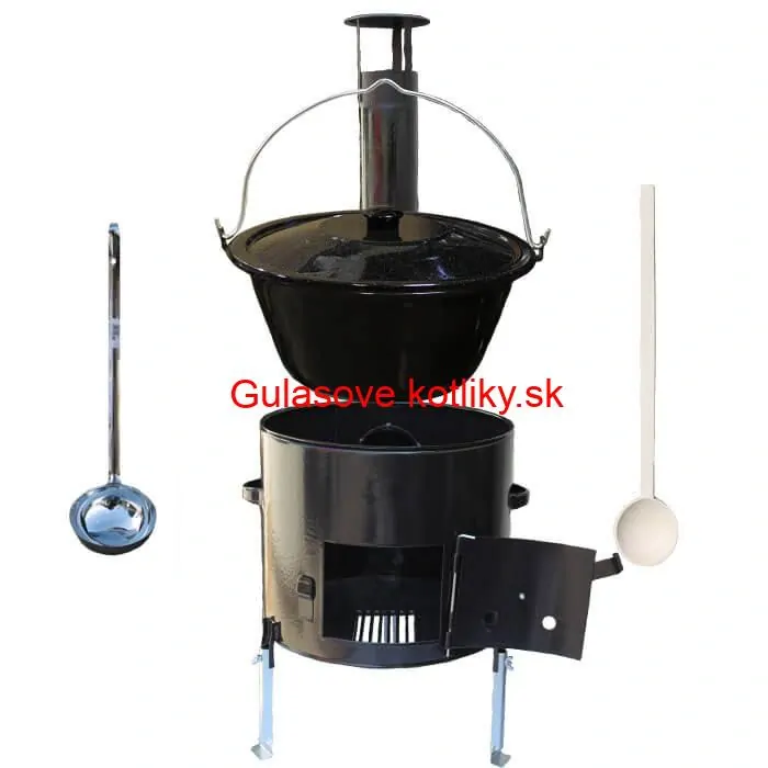 Smaltovaný kotlík 25 L (1,2 mm) + smaltovaná kotlina 42 cm + vareška a naberačka Easy party