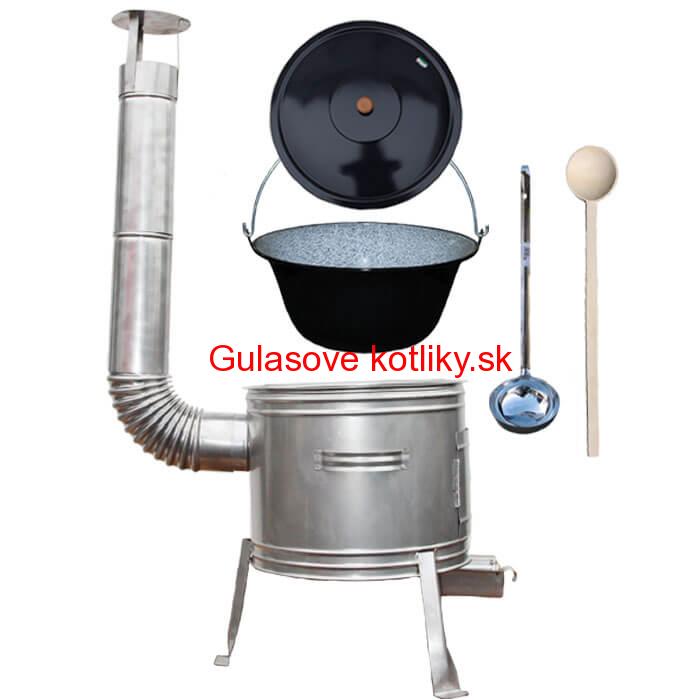 Smaltovaný kotlík 16 L (1,2 mm) + nerezová kotlina 39 cm + vareška a naberačka TOPLUX