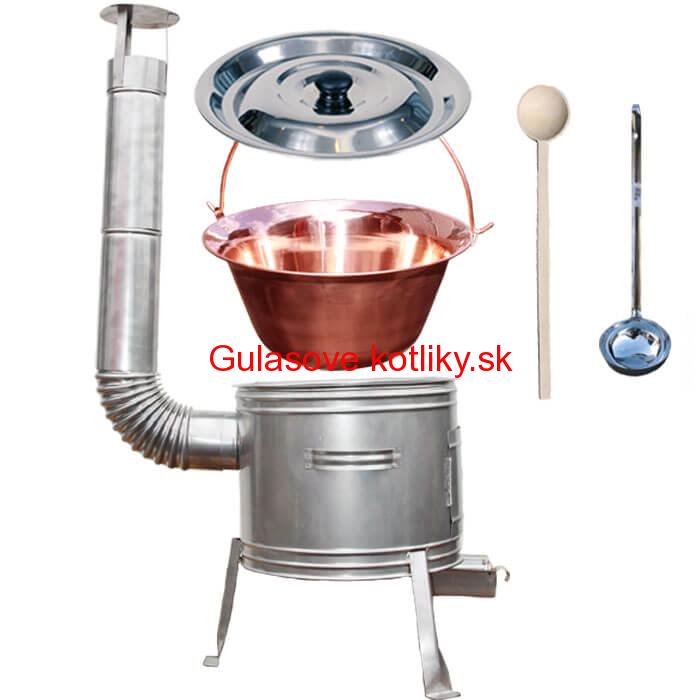 Medený kotlík 20 L (1,2 mm) + nerezová kotlina 39 cm + vareška a naberačka TOPLUX