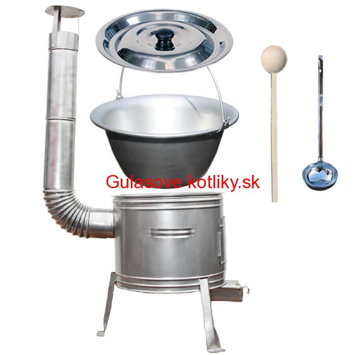 Nerezový kotlík 10 L (1,5 mm) + nerezová kotlina 31 cm + vareška a naberačka TOPLUX