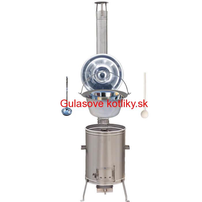 Antikorový kotlík 10 L (0,8 mm) + nerezová kotlina 36 cm + vareška a naberačka LUX