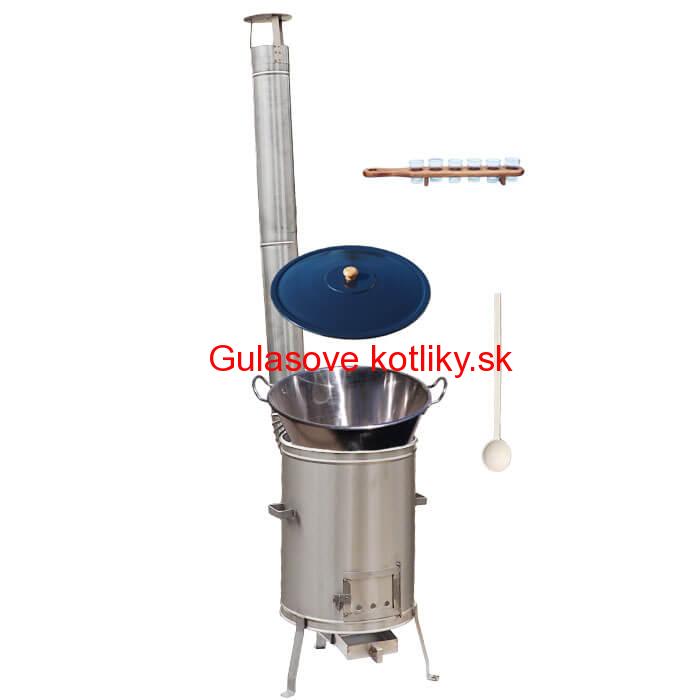 Zabíjačkový nerezový kotol 60 L + nerezová kotlina 53 cm + štamperlíky