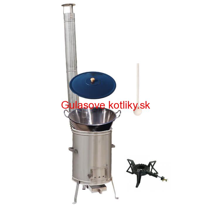Zabíjačkový nerezový kotol 70 L + nerezová kotlina 56 cm + horák 7 kW