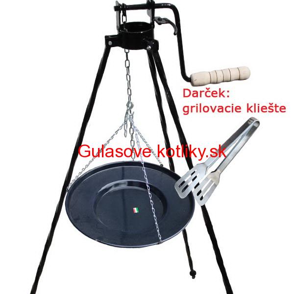 Grilovacia panvica s retiazkou + stojan s kladkou