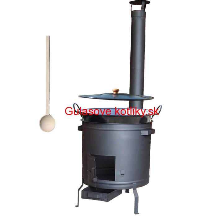 Smaltovaný kotol 70 L na zabíjačku s žiaruvzdornou kotlinou 53 cm PLUS 600 + vareška