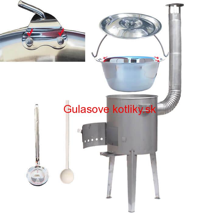 Zosilnený nerezový kotlík 20 L + nerezová kotlina 42 cm LUXUS