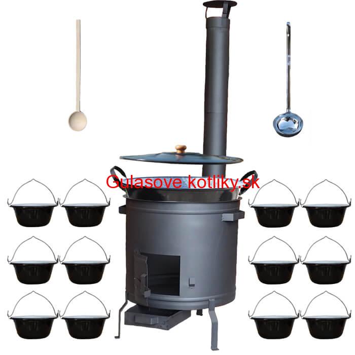 Smaltovaný kotol 50 L + servírovacie kotlíky (12 ks) PLUS 600