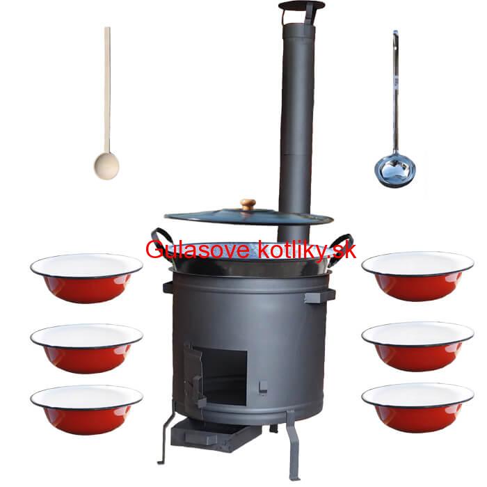 Smaltovaný kotol 70 L + smaltované taniere 6 ks PLUS 600