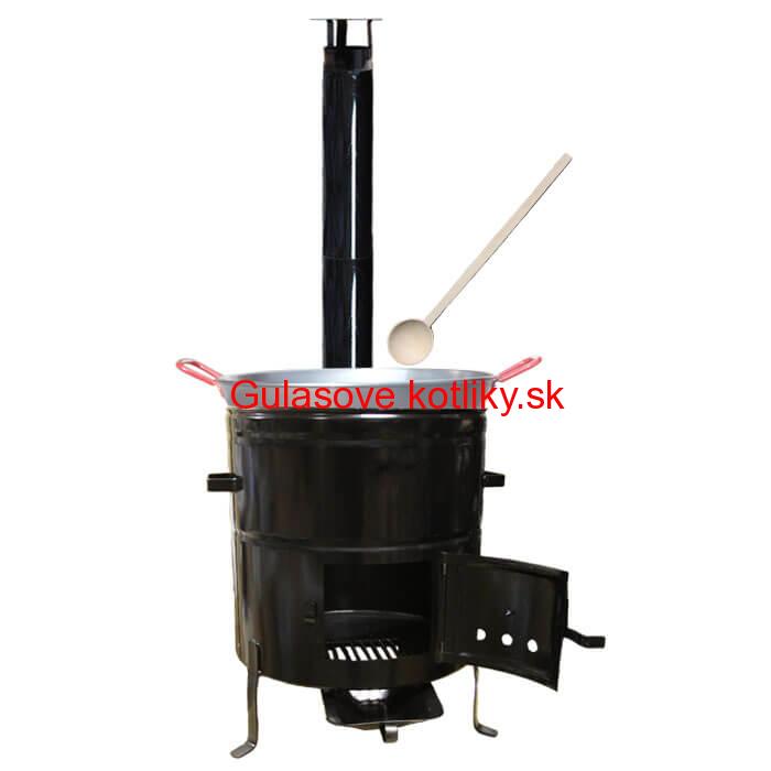 Paella panvica WOK 55 cm + kovová kotlina 53 cm a vareška