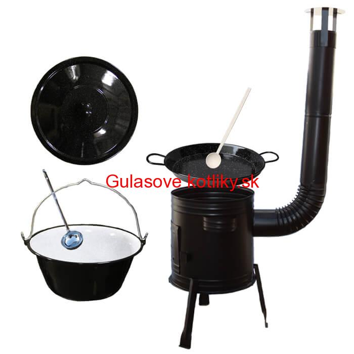 Paella smaltovaná panvica 46 cm so smaltovaným kotlíkom 25 L (1,2 mm) a kotlinou