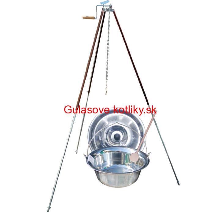 Antikorový kotlík 15 L (1,2 mm) + teleskopická trojnožka s poistnou kladkou + pokrievka