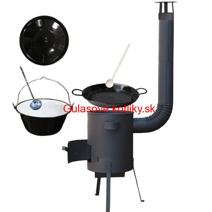 Smaltovaný kotlík 20 L + Paella smaltovaná panvica 46 cm + žiaruvzdorná kotlina 42 PLUS 600 4 MM