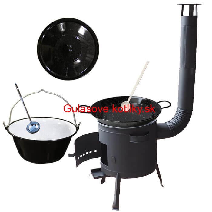 Smaltovaný kotlík 20 L + Paella smaltovaná panvica 46 cm + žiaruvzdorná nízka kotlina 42 PLUS 600