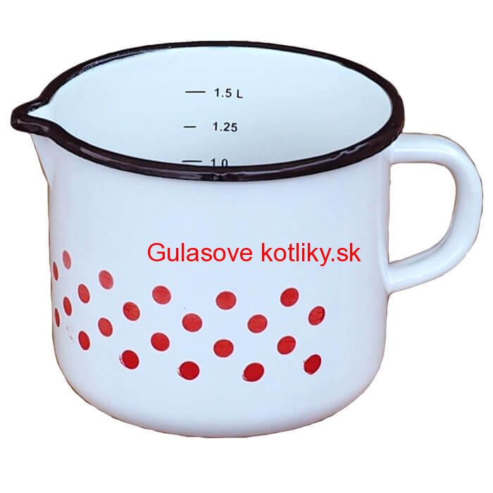 Smaltovaný hrnček s výlevkou 1,5 L - bodkovaný