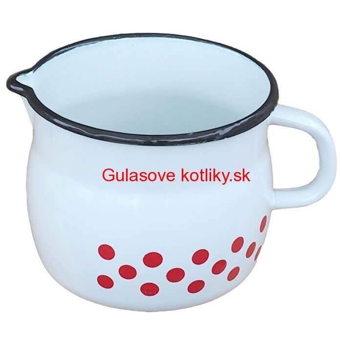 Smaltovaný hrnček s výlevkou 1,5 L - bodkovaný