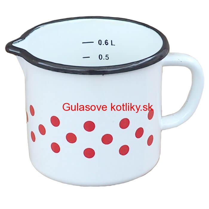 Smaltovaný hrnček s uškom 0,6 L - bodkovaný