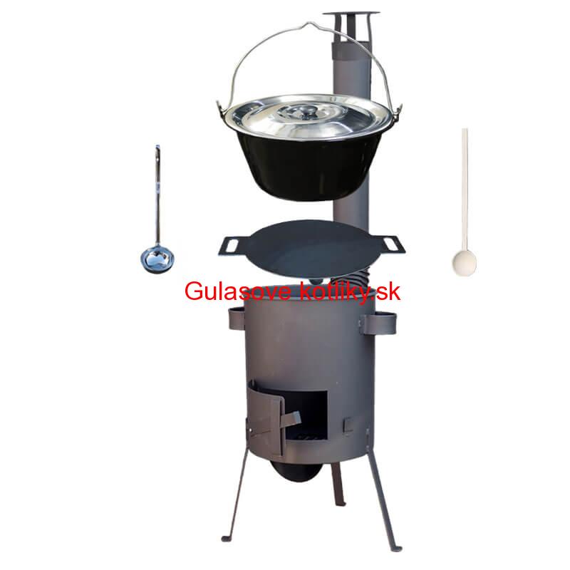 Smaltovaný kotlík 20 L + železná panvica 44 cm UNI + žiaruvzdorná kotlina 42 PLUS 600 4 MM