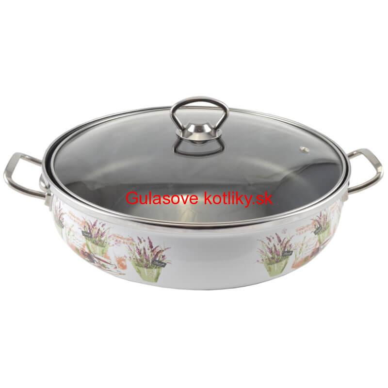 Smaltovaná rajnica s pokrievkou 30 cm LEVANDUĽA