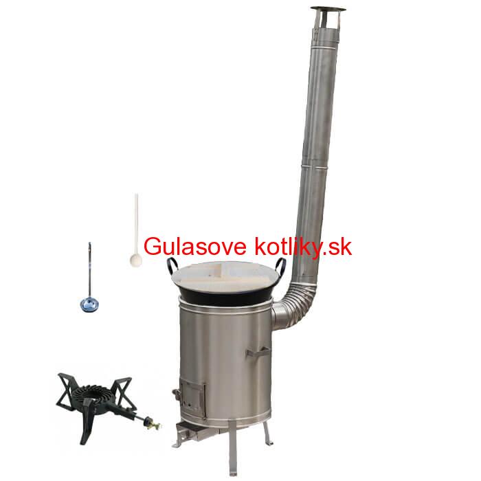 Zabíjačkový smaltovaný kotol 100 L + nerezová kotlina 60 cm + horák 7 kW + vareška a naberačka