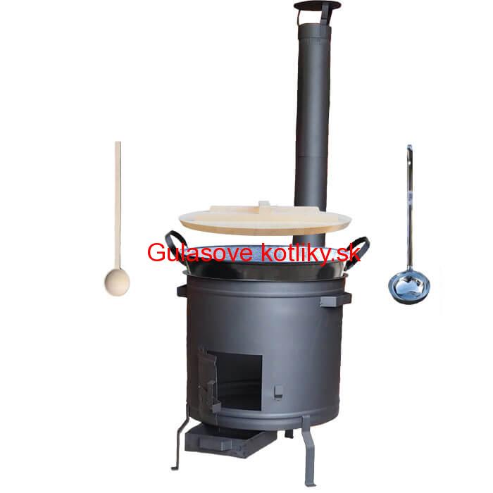 Smaltovaný kotol 100 L + žiaruvzdorná kotlina 60 cm PLUS 600 + vareška a naberačka BIG PARTY