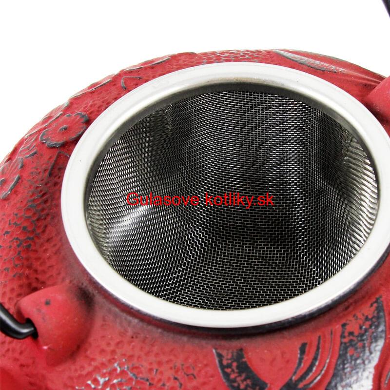 Liatinový čajník 600 ml červený
