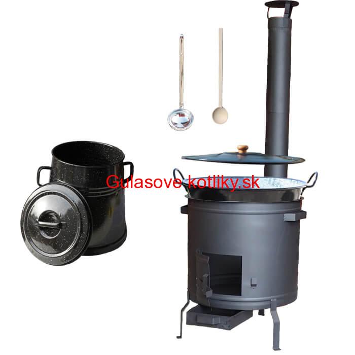 Smaltovaný kotol 60 L + žiaruvzdorná kotlina 53 cm PLUS 600 + Nádoba na masť 10 L