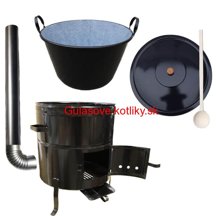 Zabíjačkový smaltovaný kotol 60 L + kovová kotlina 53 cm + dymovod zdarma