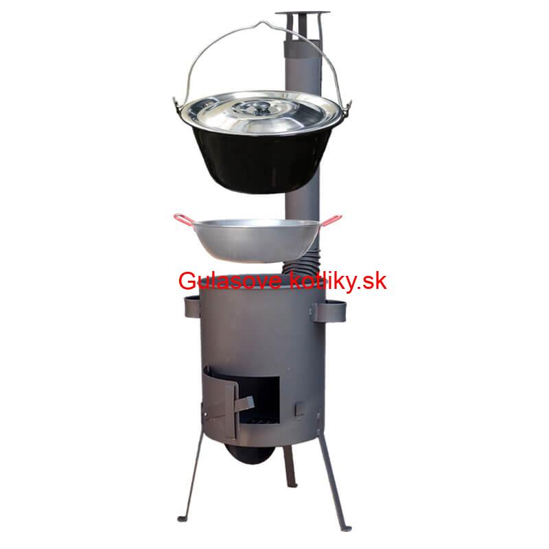 Smaltovaný kotlík 22 L + Panvica PAELLA (WOK) 45 cm + sladká paprika 50 g + žiaruvzdorná kotlina 42 PLUS 600 s roštom na popol 4 mm