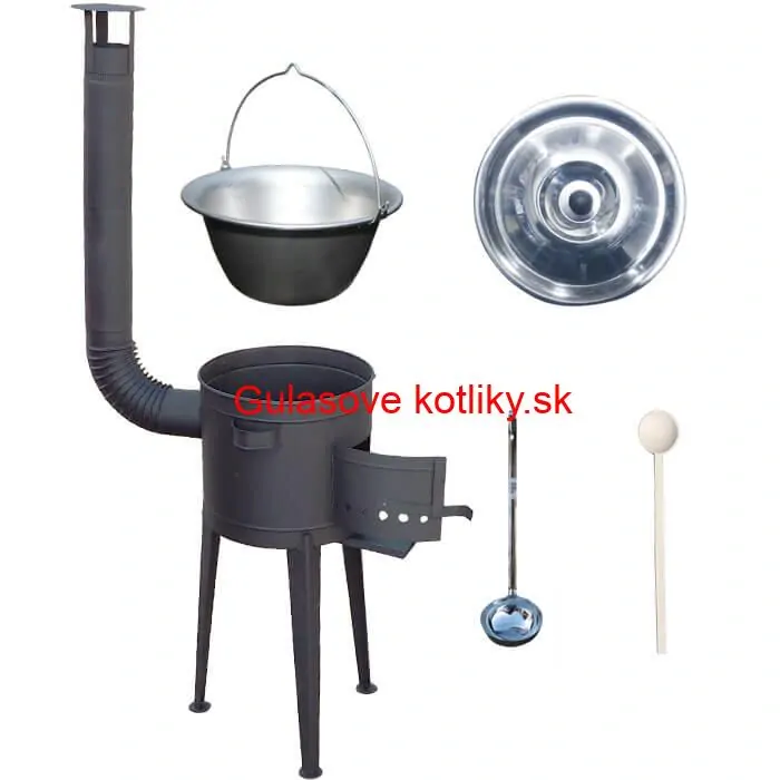 Nerezový kotlík 20 L (1,5 mm) + vysoká žiaruvzdorná kotlina (2,0 mm) HODO 42 cm PLUS 600 + vareška + naberačka