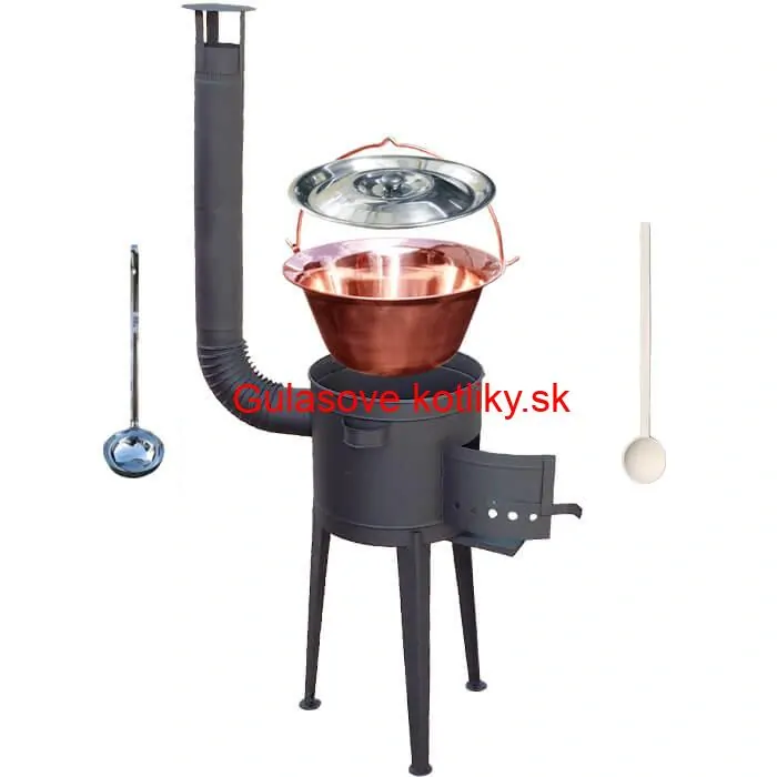 Medený kotlík 20 L (1,2 mm) + vysoká žiaruvzdorná kotlina (2,0 mm) HODO 42 cm PLUS 600 + vareška + naberačka