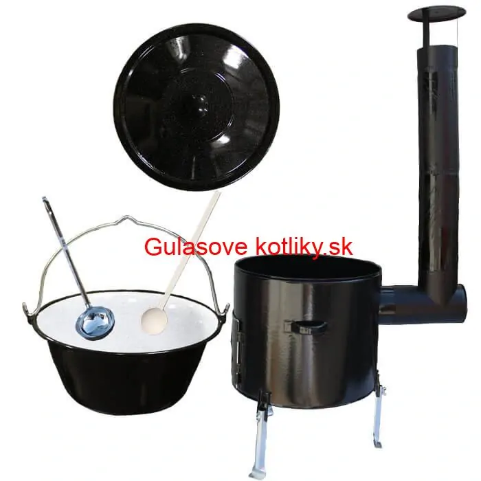 Smaltovaný kotlík 20 L (1,2 mm) + smaltovaná kotlina 42 cm + vareška a naberačka Easy party