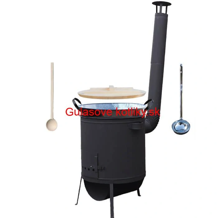 Smaltovaný kotol 100 L + žiaruvzdorná kotlina 42 PLUS 600 4 MM + varecha a naberačka BIG PARTY