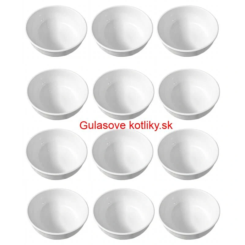 Set 12 ks: Prémiové biele misky s kamennou štruktúrou (750 ml)