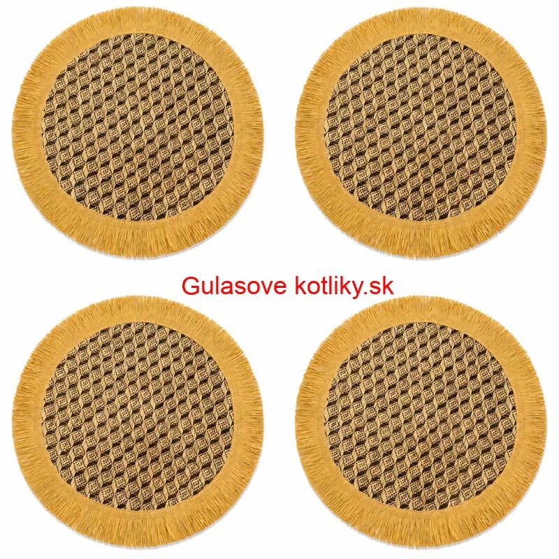 Prírodné podložky pod tanier so strapcami 37 cm, 4 ks