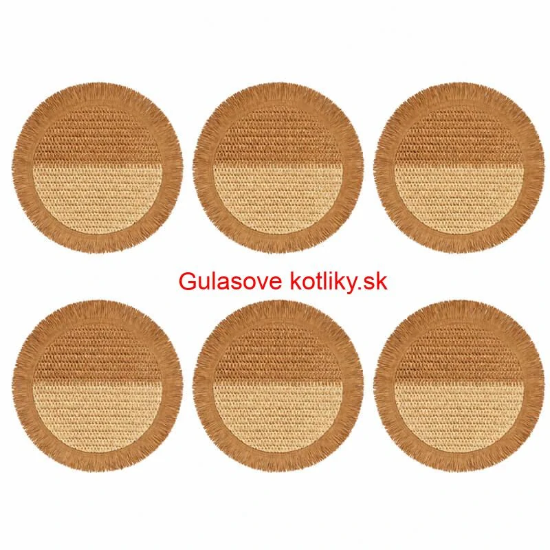 Prírodné podložky pod tanier so strapcami 37 cm, 6 ks