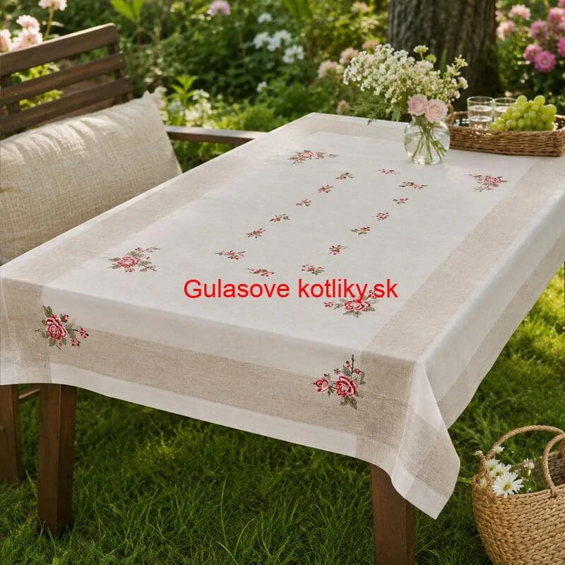 Hrubší textilný obrus Ruže Provence 130 × 180 cm