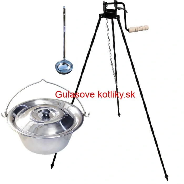 Antikorový kotlík 10 L + pokrievka + stojan s kladkou VAR