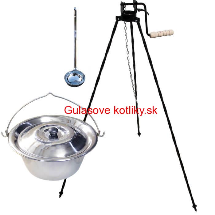 Antikorový kotlík 10 L + pokrievka + stojan s kladkou VAR