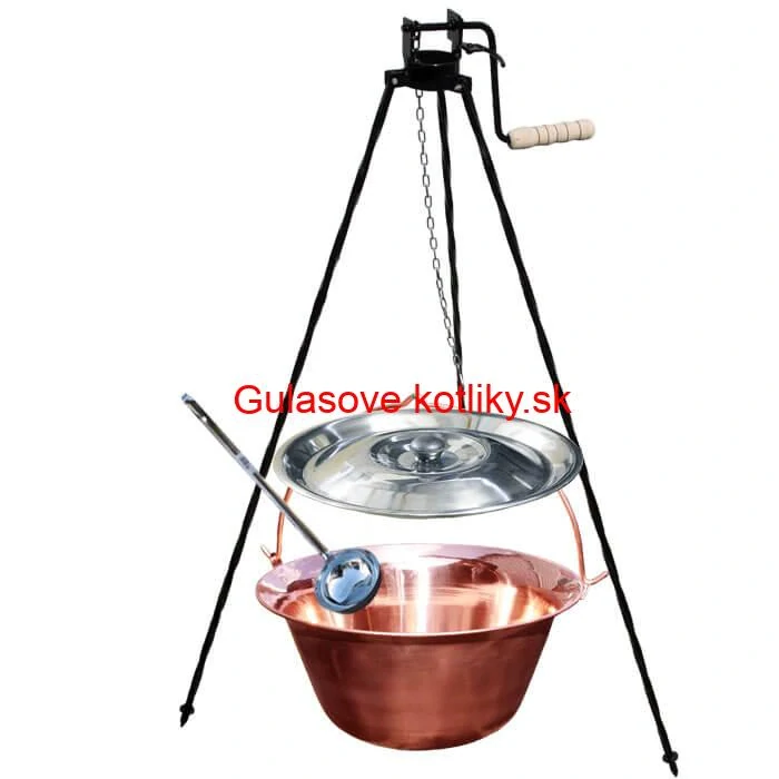 Medený kotlík 30 L (1,2 mm) + pokrievka + stojan s kladkou VAR