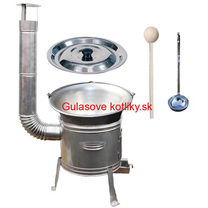 Nerezový kotlík 20 L (1,5 mm) + nerezová kotlina 42 cm + vareška a naberačka TOPLUX
