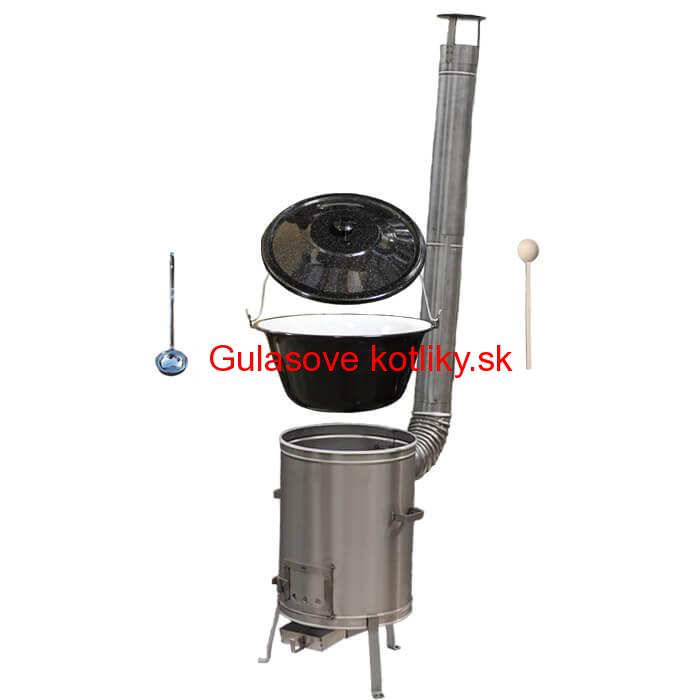 Smaltovaný kotlík 13 L (1,2 mm) + nerezová kotlina 36 cm + vareška a naberačka LUX