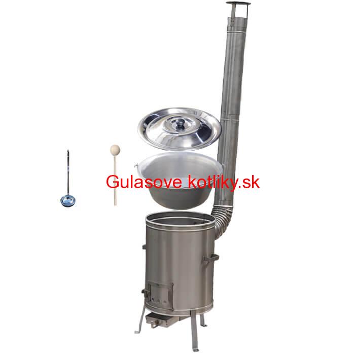 Nerezový kotlík 20 L (1,5 mm) + nerezová kotlina 42 cm + vareška a naberačka LUX