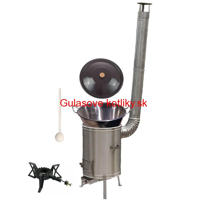 Zabíjačkový nerezový kotol 80 L + nerezová kotlina 56 cm + horák 7 kW