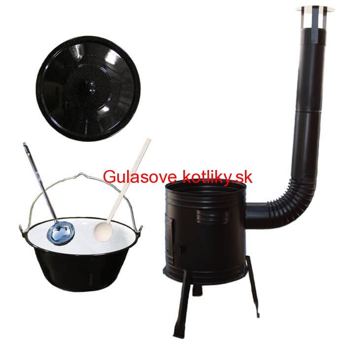 Smaltovaný kotlík 25 L (1,2 mm) + kovová kotlina 42 CLASSIC (KOV) + vareška a naberačka Easy party