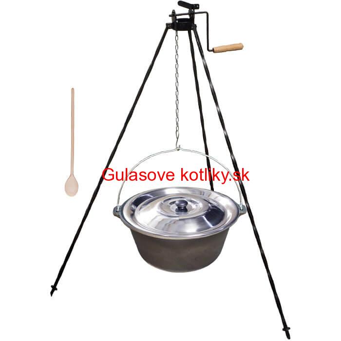Liatinový kotlík 22 L + stojan s kladkou VAR