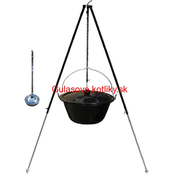 Smaltovaný kotlík 30 L + pokrievka + teleskopická trojnožka 1,40 m