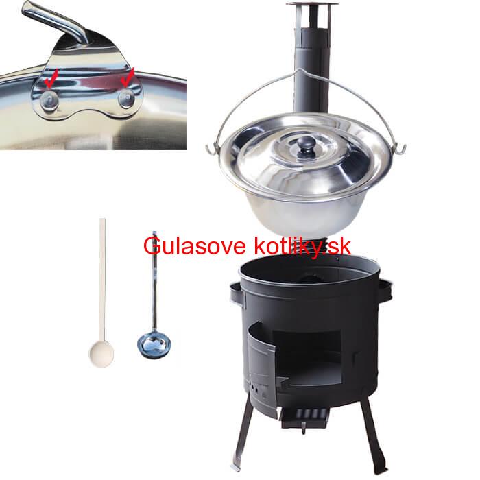 Kotlíkový gulášový set 36 PLUS 600 + nerezový kotlík 15 L (0,8 mm)