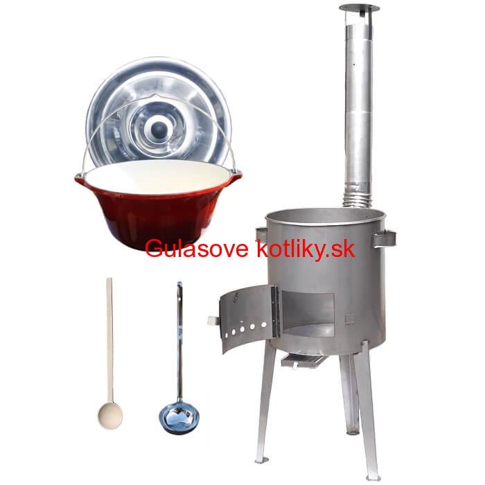 Liatinový kotlík 16 L + nerezová kotlina a naberačka LUXUS