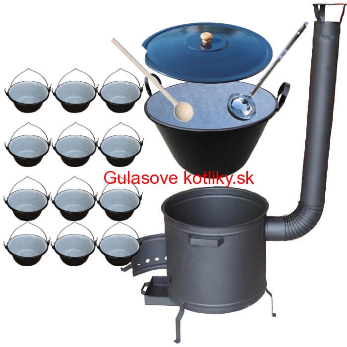 Smaltovaný kotol 60 L + servírovacie kotlíky (12 ks)PLUS 600